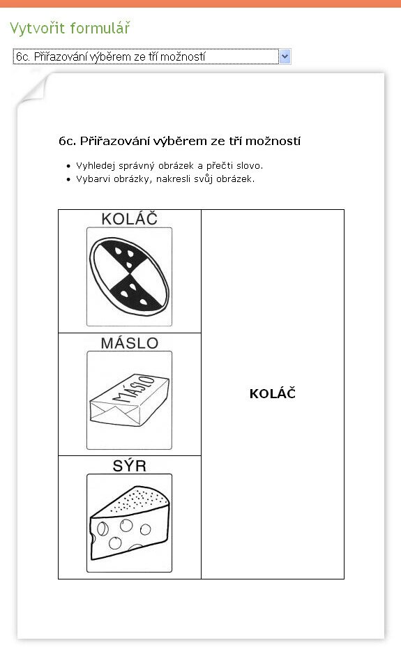 6c. Přiřazování výběrem ze tří možností